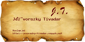 Jávorszky Tivadar névjegykártya